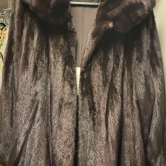Mahogany Mink Coat with Shawl Collar - Picture 1 of 4